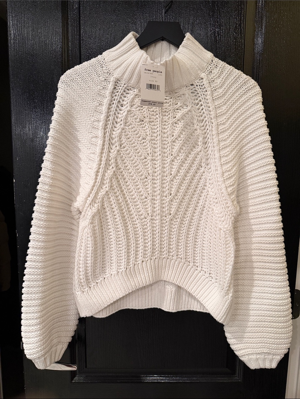 NWT Free People Ivory Cable Turtleneck Sweater